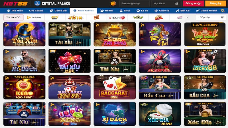 Giao diện của Net88 không cho phép sắp xếp